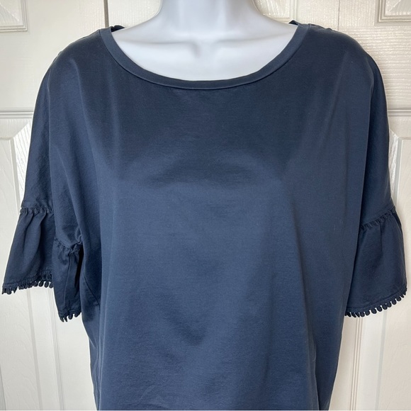 WEEKEND MAXMARA Nerone Bell Sleeve Tee Shirt Top Blouse Blue Mercerized Cotton - Picture 5 of 13
